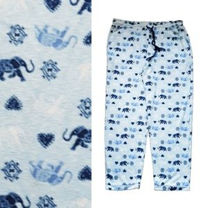 Ande Blue Knit Elephant Print Sleep Pants / Size Large Tribal Print Lounge Pants